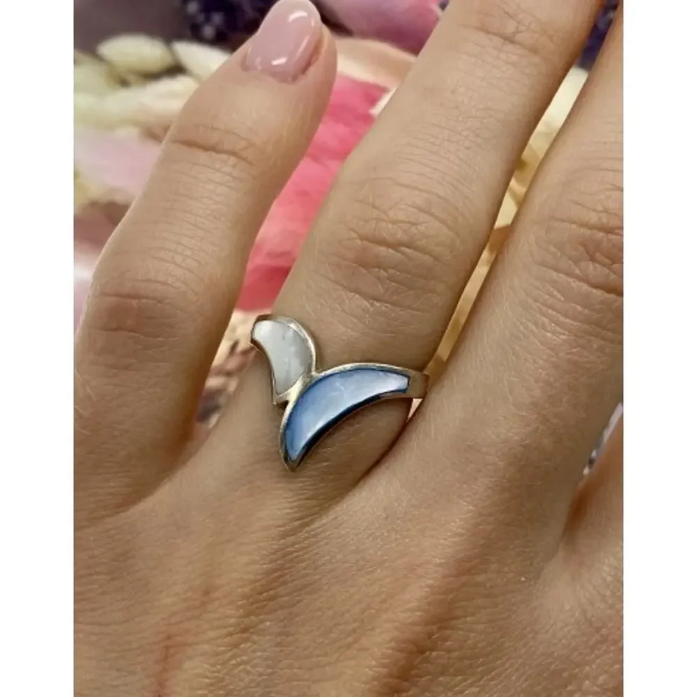 925 Sterling Silver Mother Of Pearl Ring Size 6